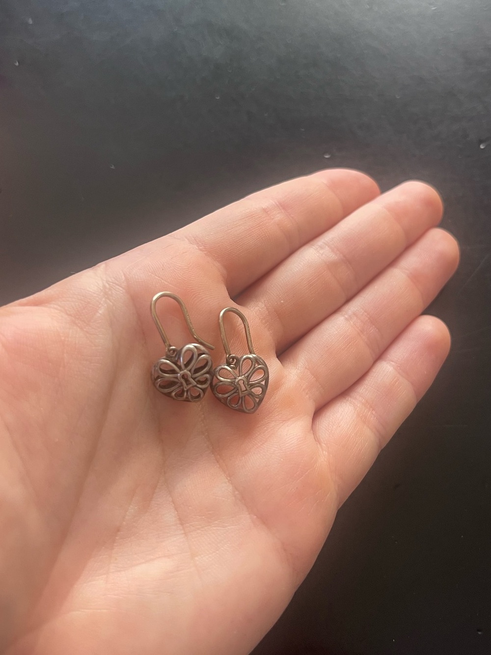 Tiffany & Co. Sterling Silver Filigree Keyhole Heart Dangle Earrings